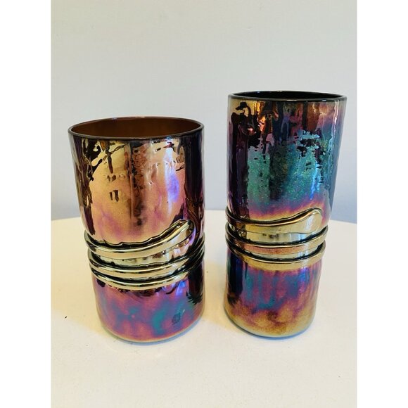 Vintage Esteban Prieto Iridescent Studio Art Glass Set of 5 Twist Snake Glass - Picture 5 of 10